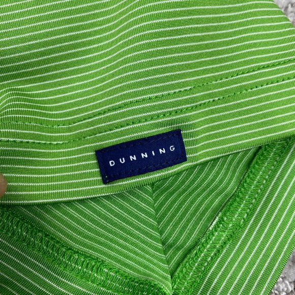 Dunning Golf Shirt Men Large L Green White Striped Casual Polo Sports Outdoor - Picture 7 of 11